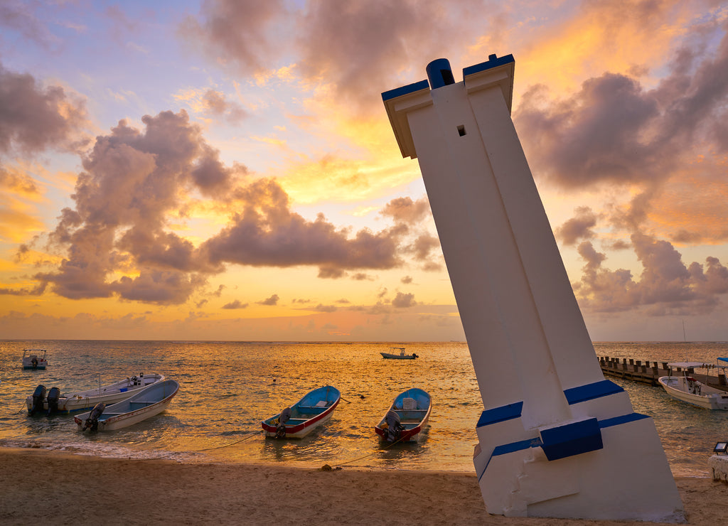 Puerto Morelos sunrise lighthouse Riviera Maya, Mexico