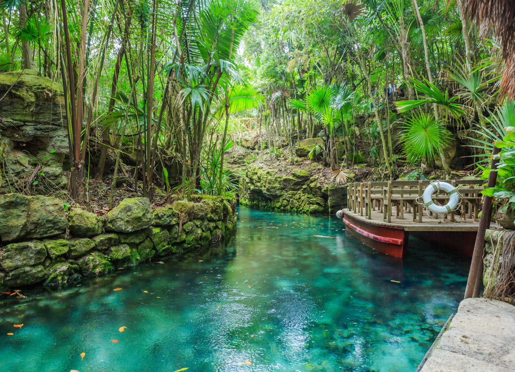 Blue river in Xcaret, Mexico