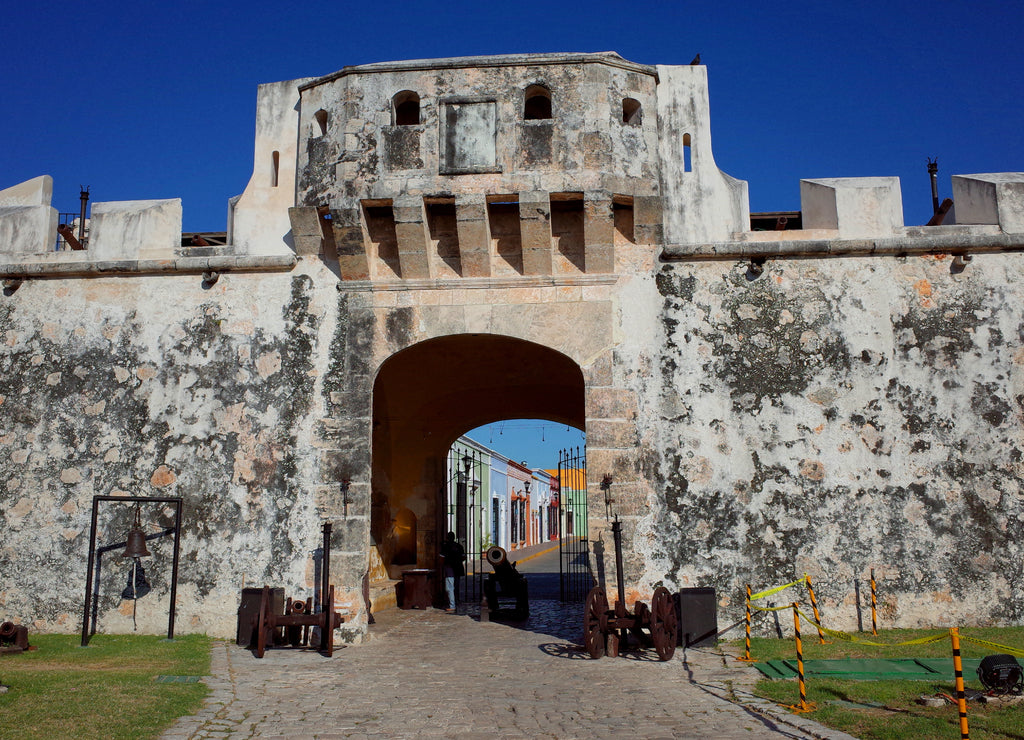 The entrance gate to the walled city of Campeche, Mexico