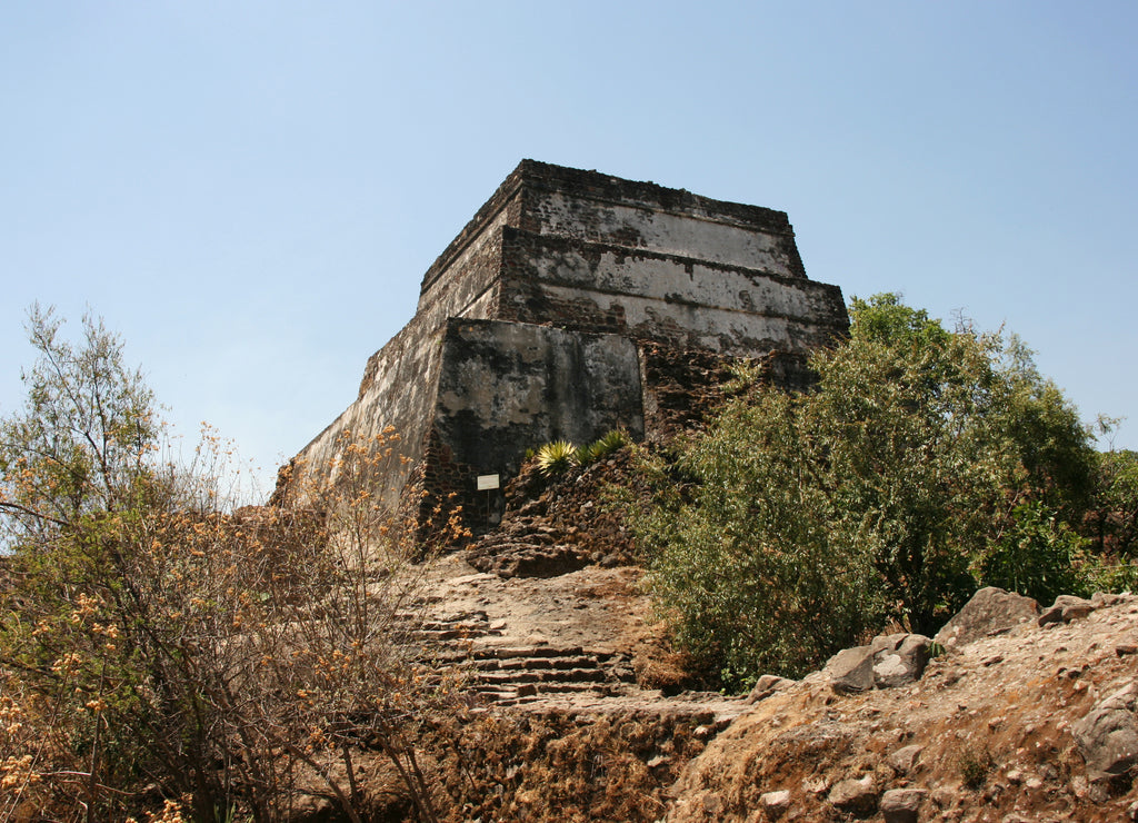 Pyramid built on the top of Sierra de Tepoztlan, Mexico