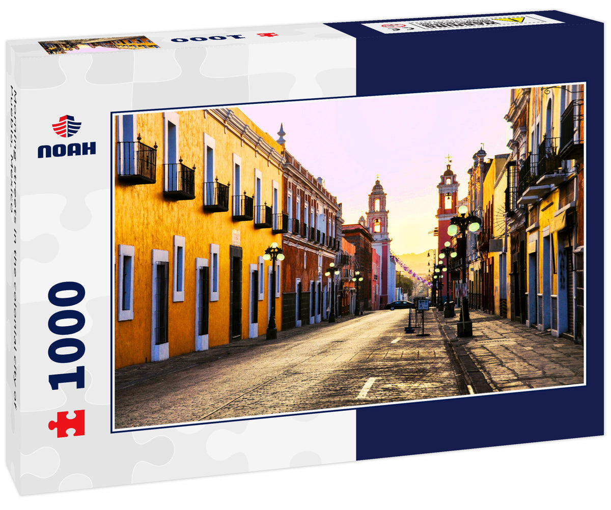Morning streets in the colonial city of Puebla, Mexico
