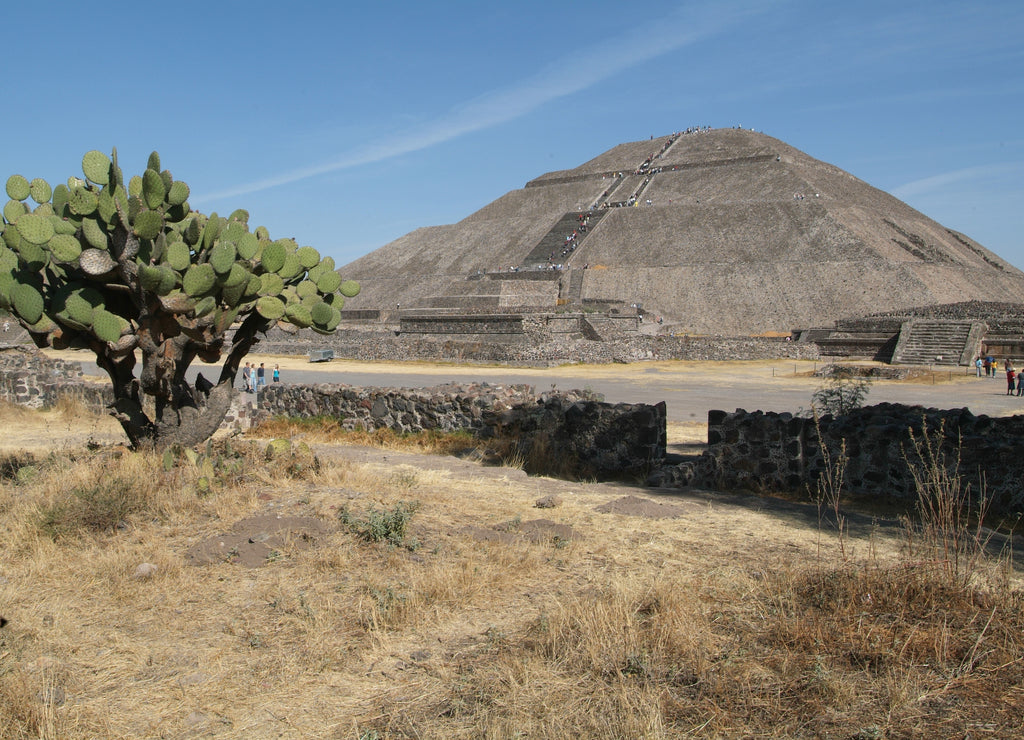 Panorama on Teotihuacan with Pyramid of the Sun, Mexico