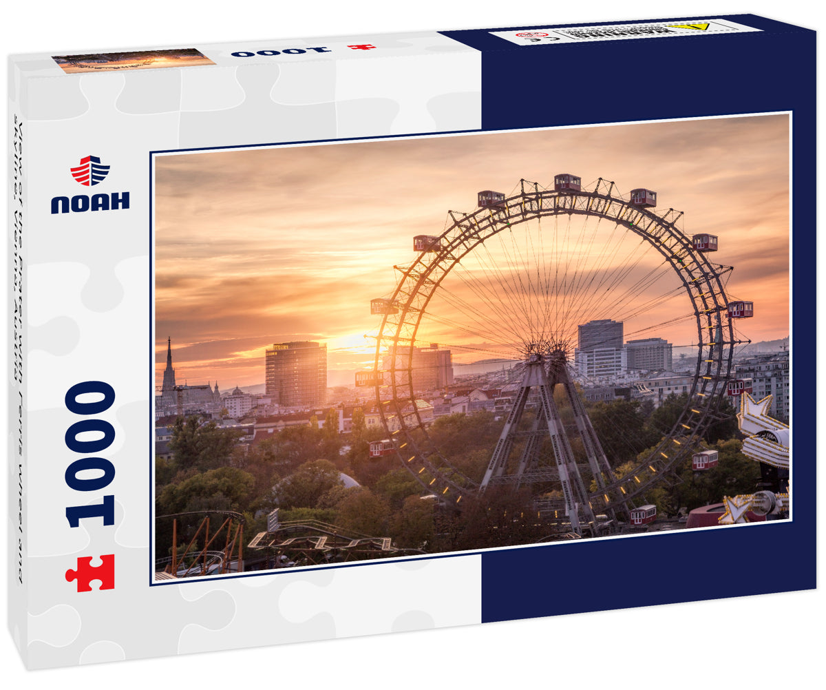 View of the Prater with Ferris wheel and skyline, Vienna, Austria