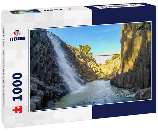 Park of basalt prisms, Mexico. Beautiful waterfalls among the geometric rocks in the state of Hidalgo, Mexico