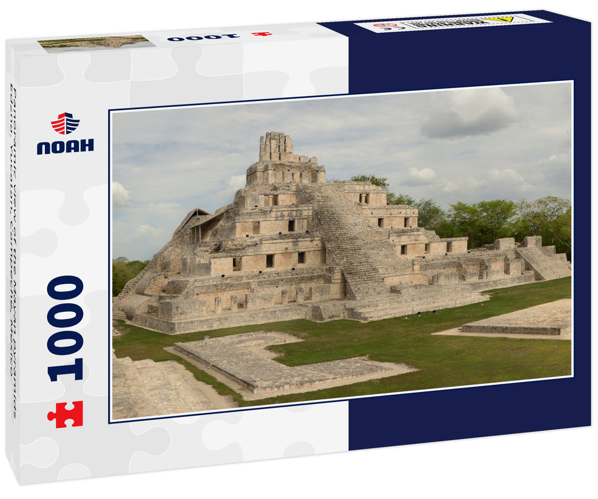 Panoramic view of the Mayan pyramids Edzna. Yucatan, Campeche, Mexico