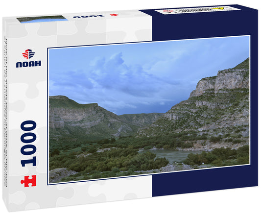 View of the Nazas River at dusk in the area of Canon de Fernandez in Durango, Mexico