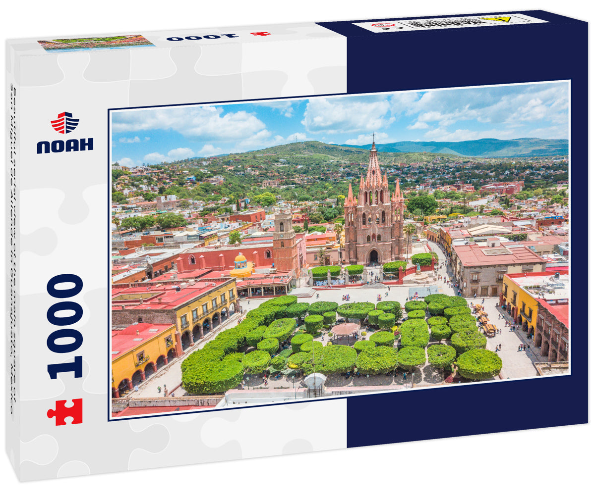 Beautiful aerial view of the main square of San Miguel de Allende in Guanajuato, Mexico