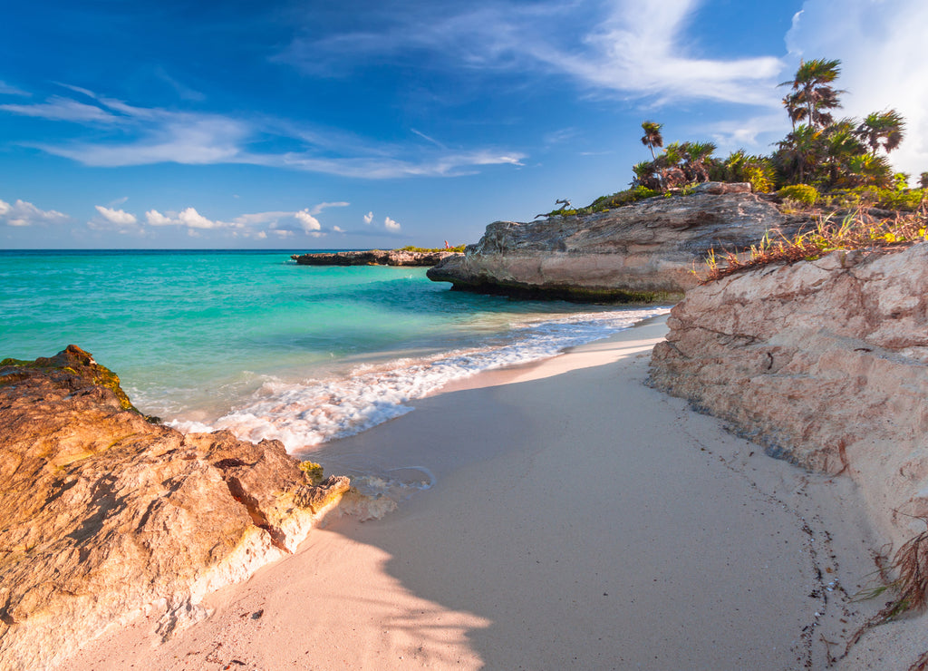 Beach at the Caribbean Sea in Playa del Carmen, Mexico