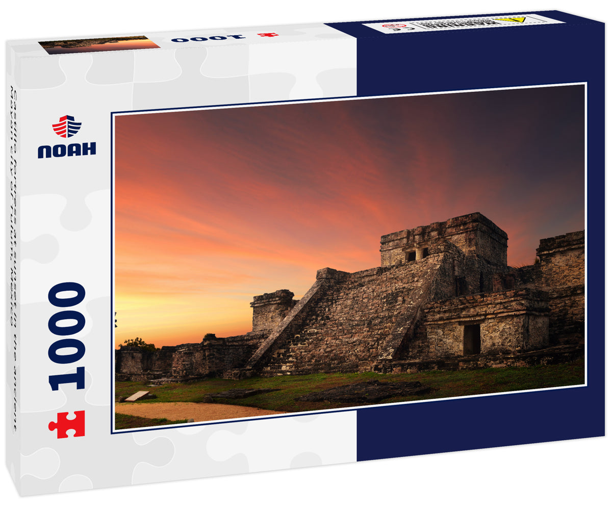 Castillo fortress at sunset in the ancient Mayan city of Tulum, Mexico