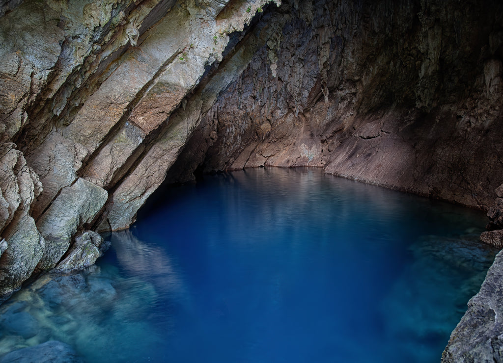 Water Cave Blue in the river of Tamul waterfall, Mexico