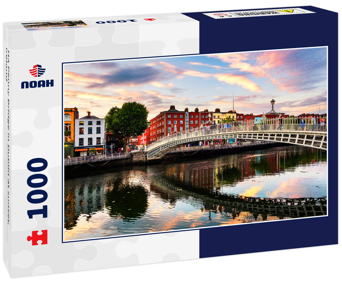 Ha Penny Bridge in Dublin at sunset, Ireland