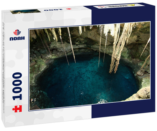 Top view of an underground river cave known as a "cenote" in Cuzama, Yucatan, Mexico
