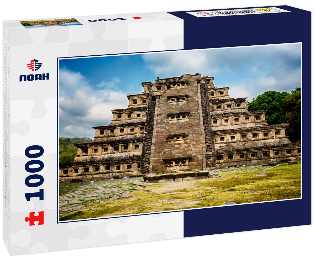 Pyramid De Los Nidos in Tajín, Veracruz Mexico. It has 365 windows that served as solar calendars and a temple at the top. The Totonacas tribe used to live in this beautiful pyramid complex