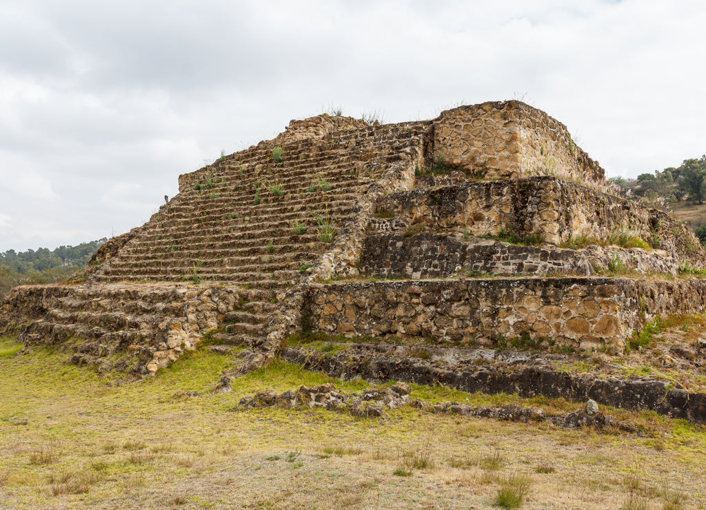 Ruins of the prehispanic city of Cacaxtla, Mexico