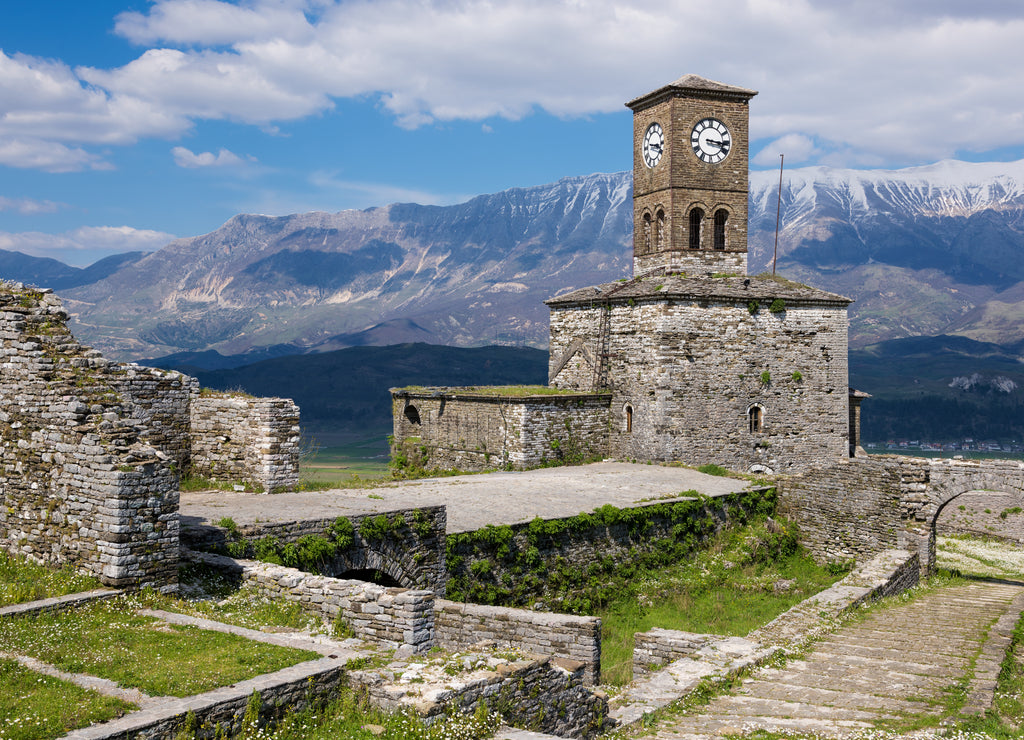 View of the Gjirokaster Castle in Albania
