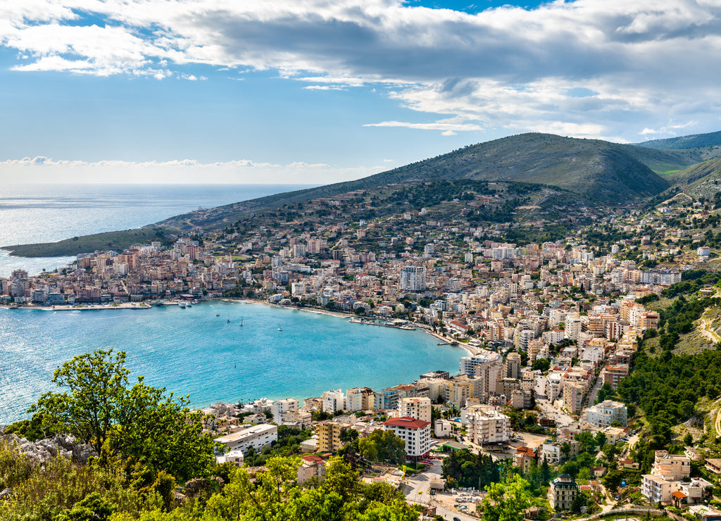 Aerial view of Saranda, Albania