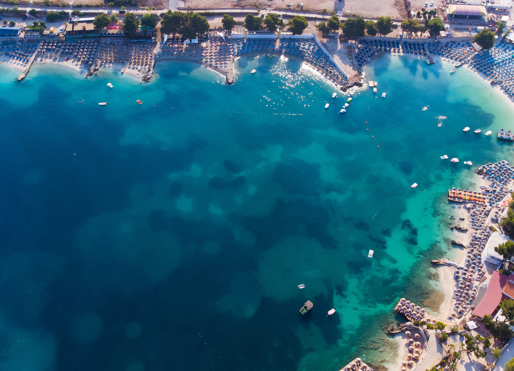 Aerial view from a drone to Ksamil, Albania
