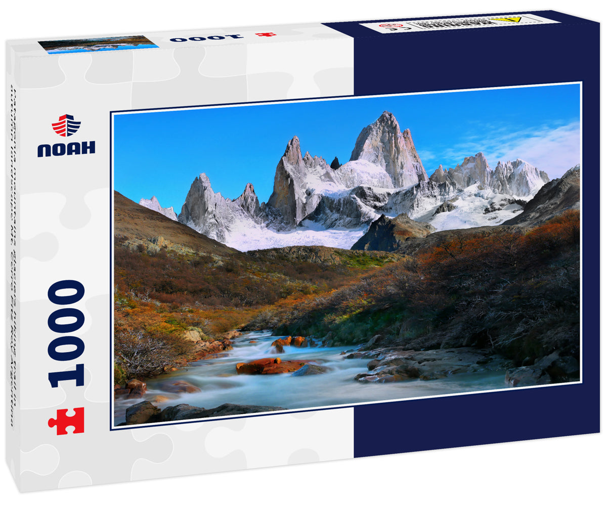 Patagonia mountains glaciers hiking trail in autumn landscape Mt. Cerro Fitz Roy Argentina