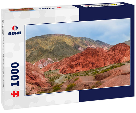 Panoramic stock photo of the colored hills and mountains in Purmamarca village , Jujuy, Argentina. Landscape