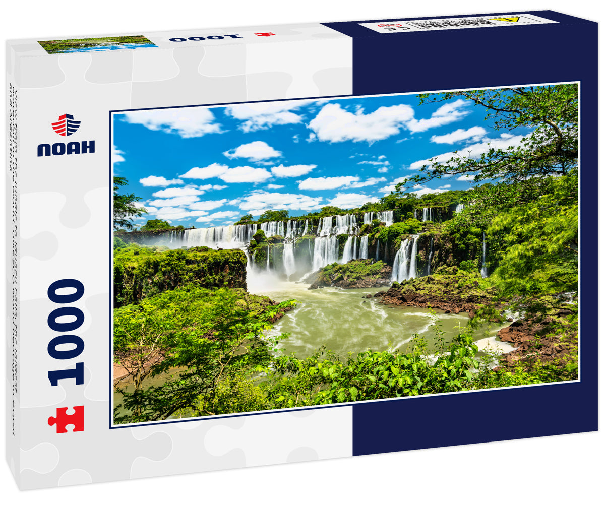 View from the jungle to Iguazu Falls, the largest waterfall in the world. UNESCO world heritage in Brazil and Argentina