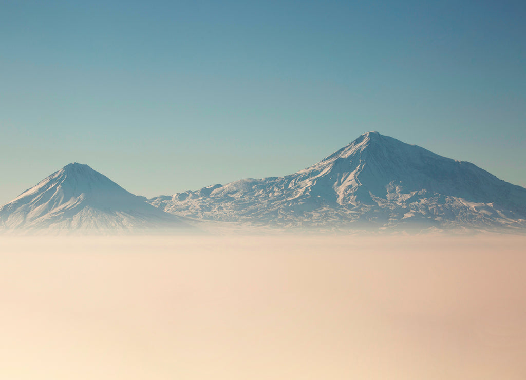 View of the snowy peaks of Mount Ararat from Armenia side