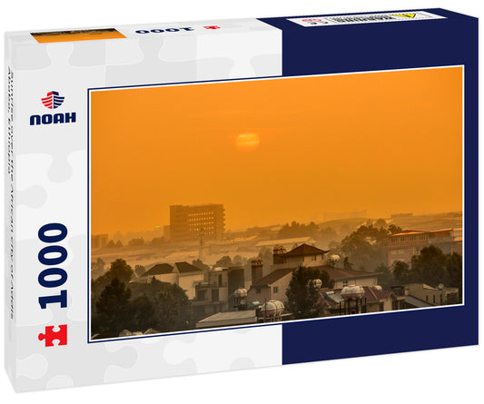 Sunrise over the African city of Addis Ababa, Ethiopia