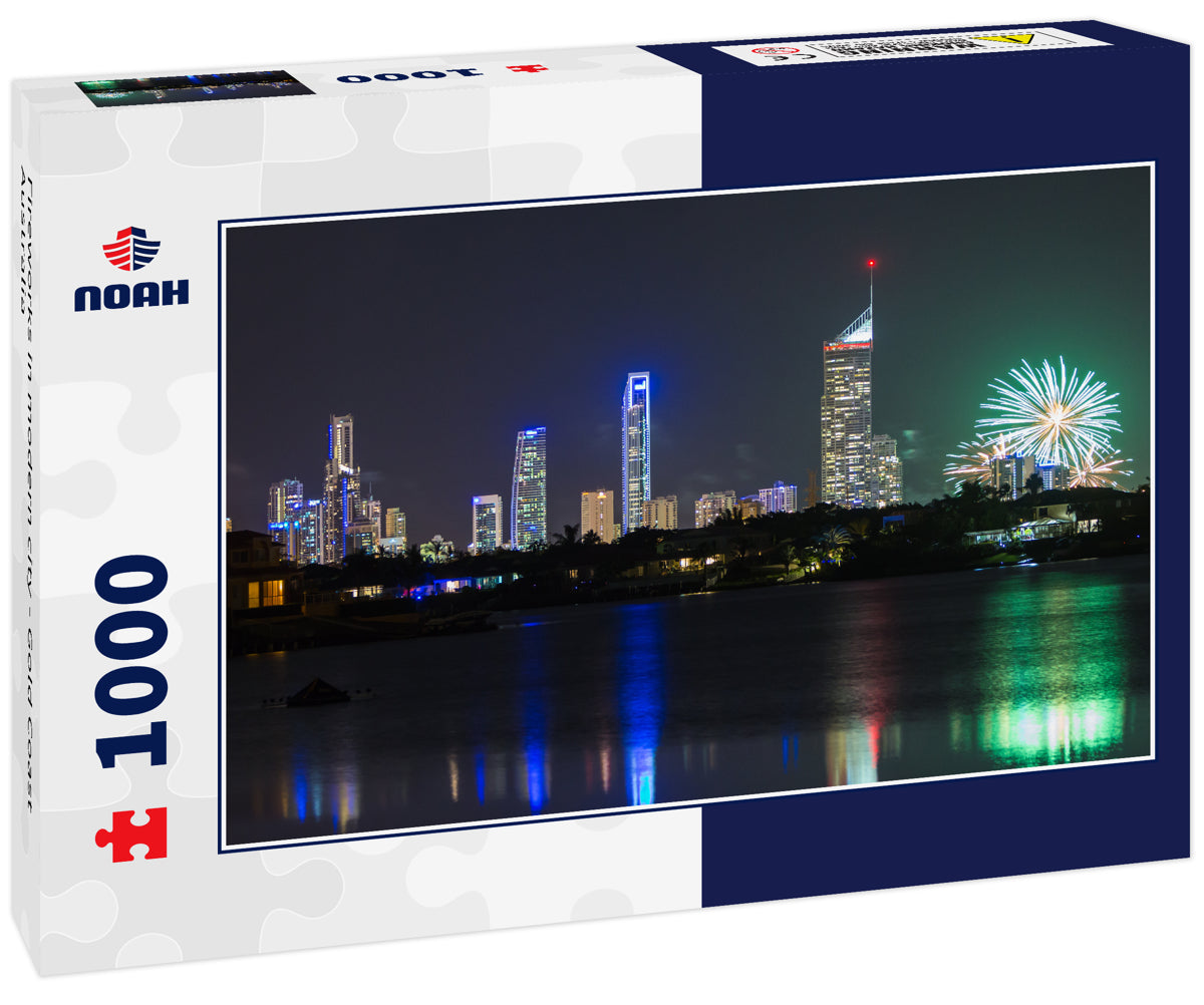 Fireworks in modern city - Gold Coast Australia