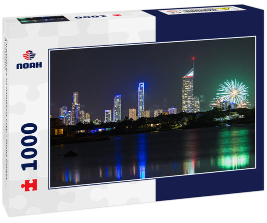 Fireworks in modern city - Gold Coast Australia