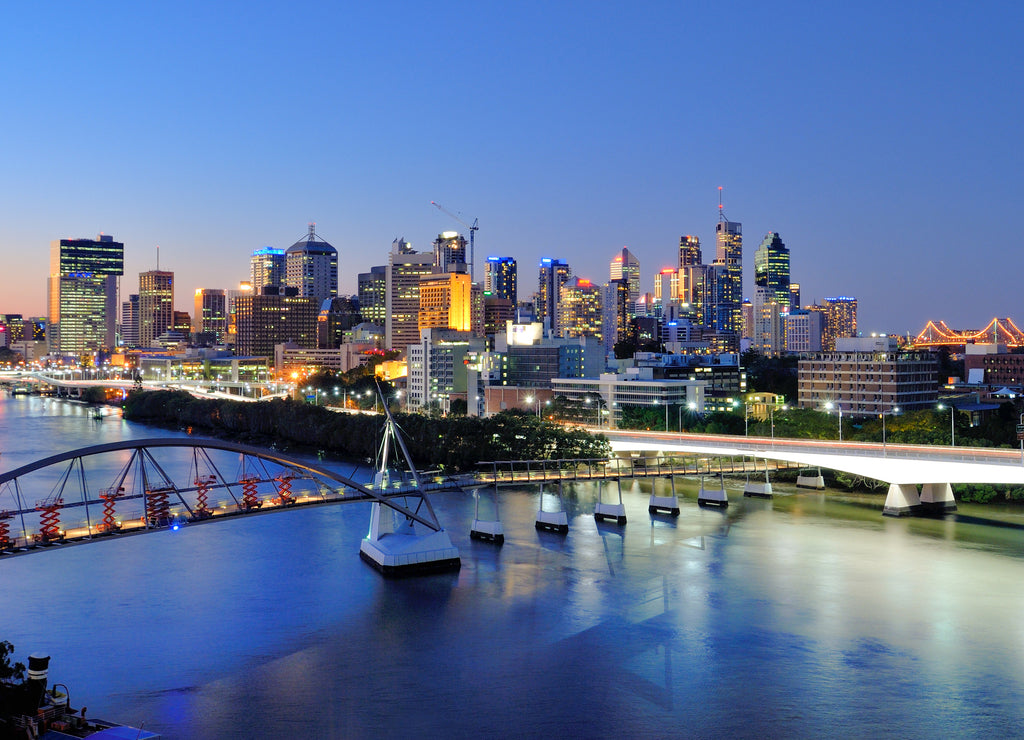 Australia Landscape: Brisbane city skyline at dusk