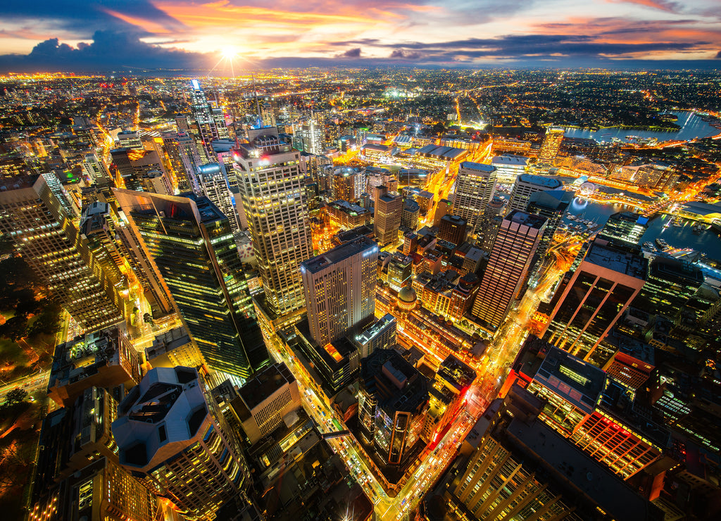 Cityscape of Sydney city from the roof top of Tower