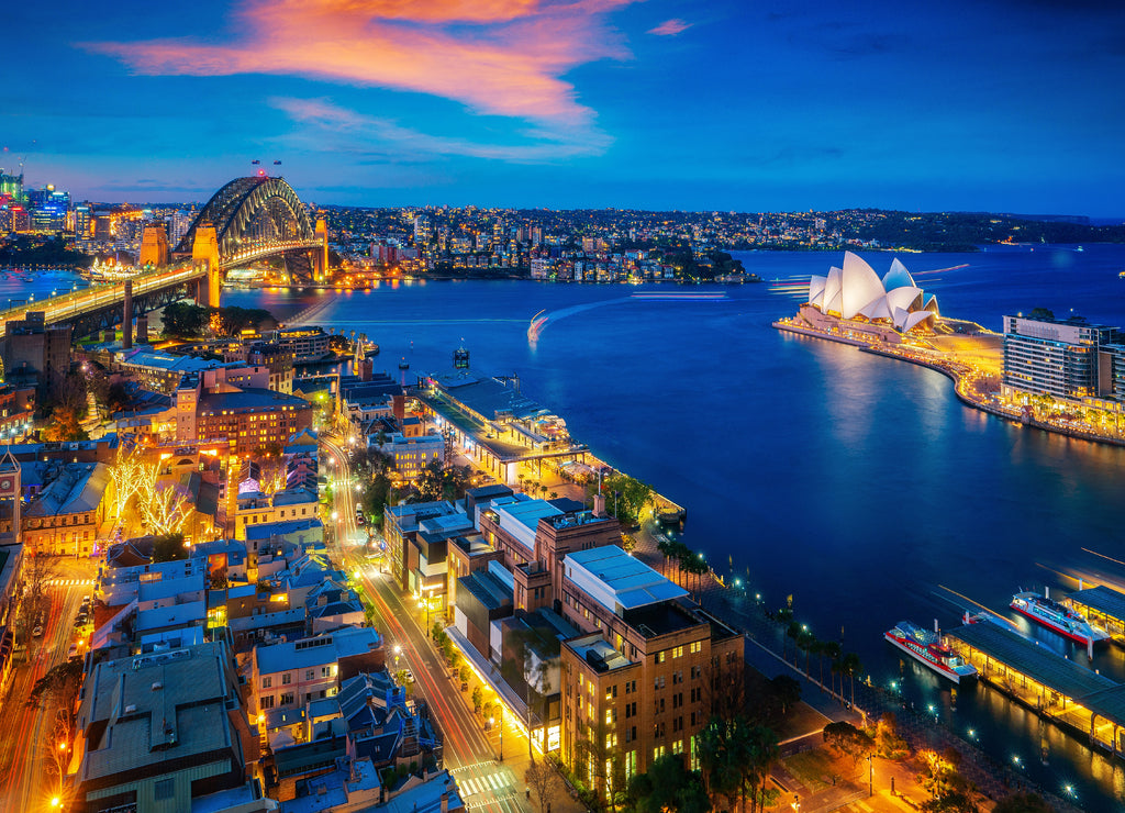 Panorama of Sydney harbour and bridge in Sydney city