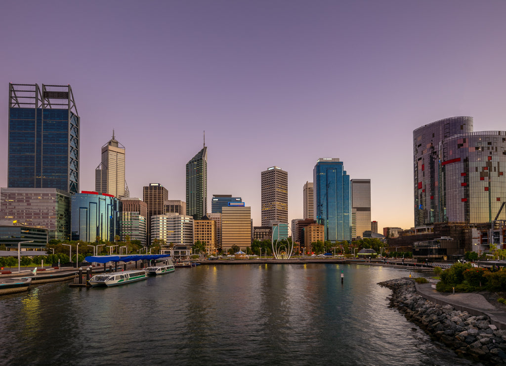 Skyline of Perth at night in Western Australia