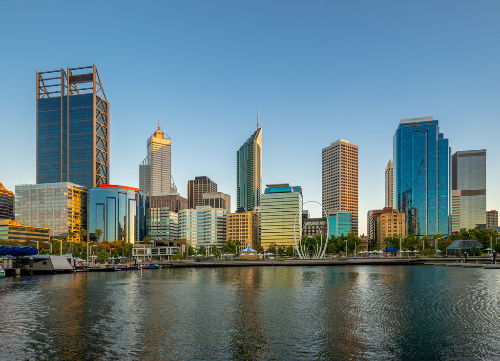 Skyline of Perth at night in Western Australia