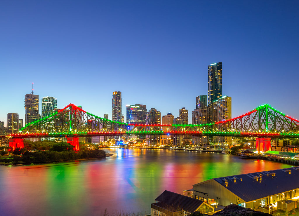 Brisbane with Story Bridge in Australia at night