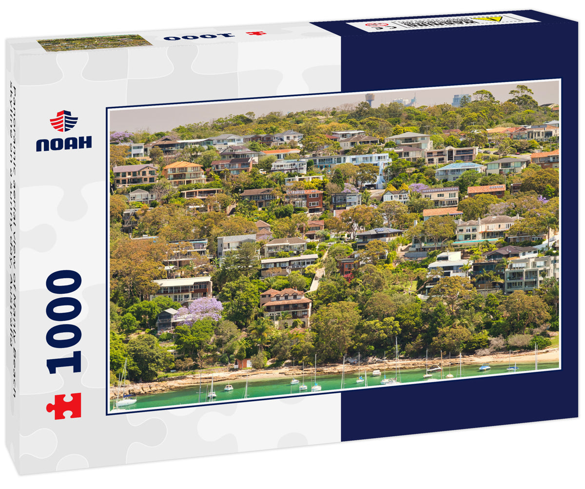 Panoramic aerial view of Manly Beach skyline on a sunny day, Australia