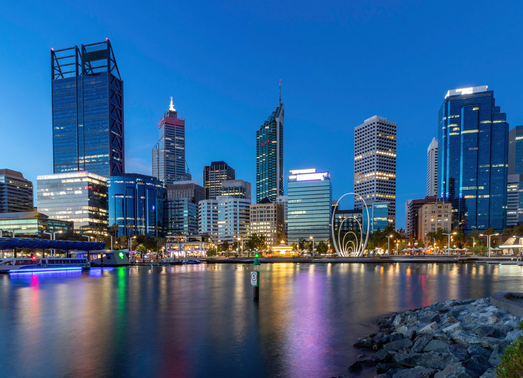 Elizabeth Quay Perth Nighttime Cityscape