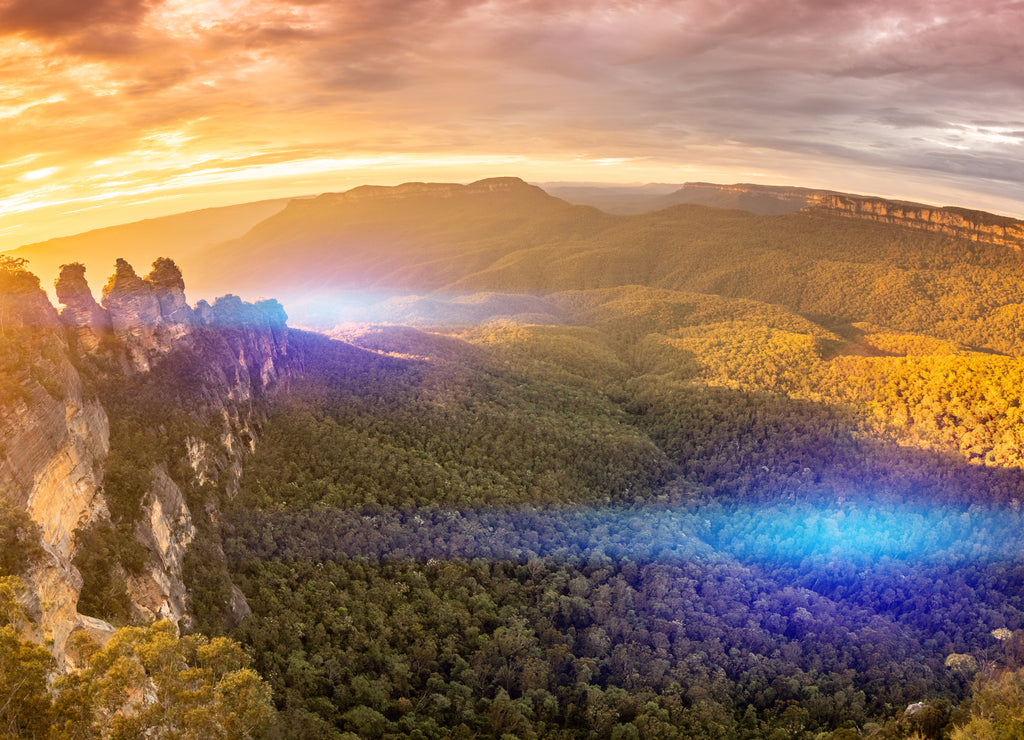 Three Sisters Blue Mountains Australia at sunrise