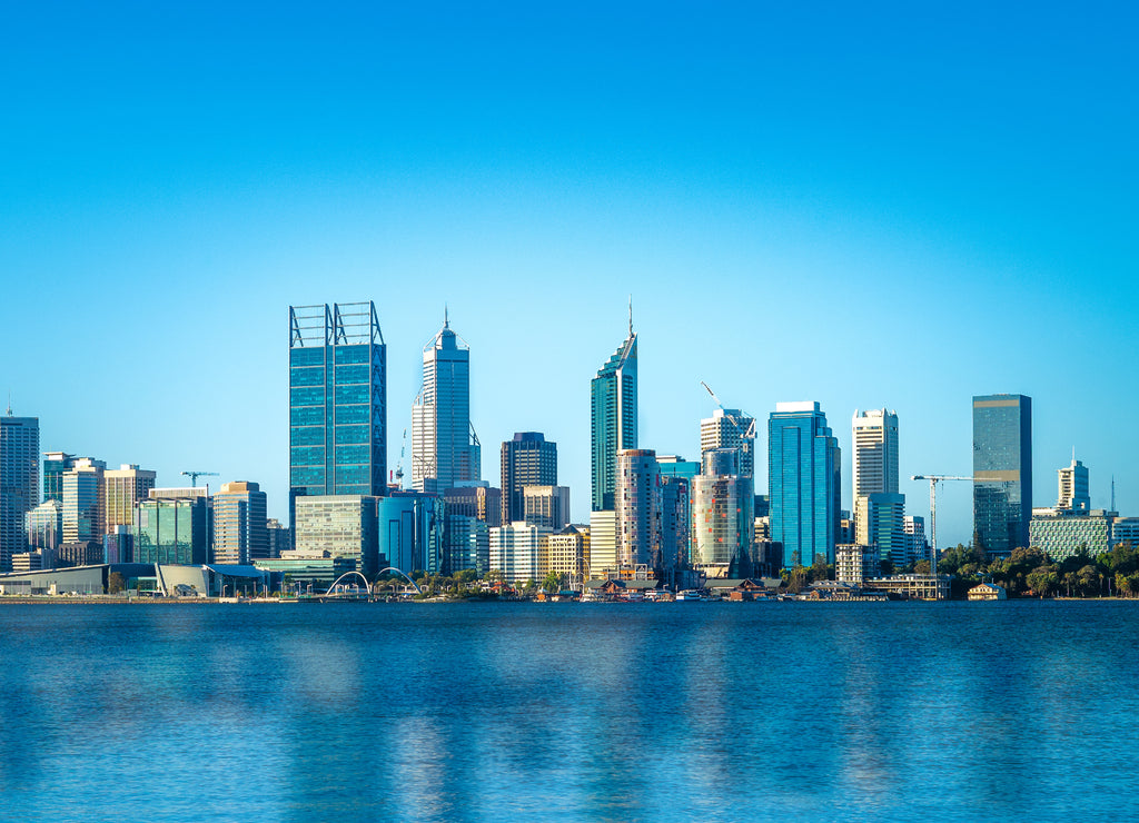 Skyline of Perth at night in Western Australia