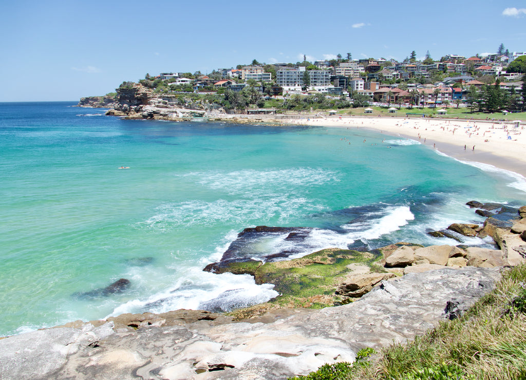 Bondi Beach in Sydney, Australia. Idyllic beach in the eastern suburbs of Sydney