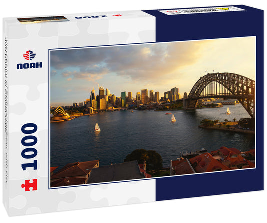 View point of Sydney harbour with city and bridge in sunset time