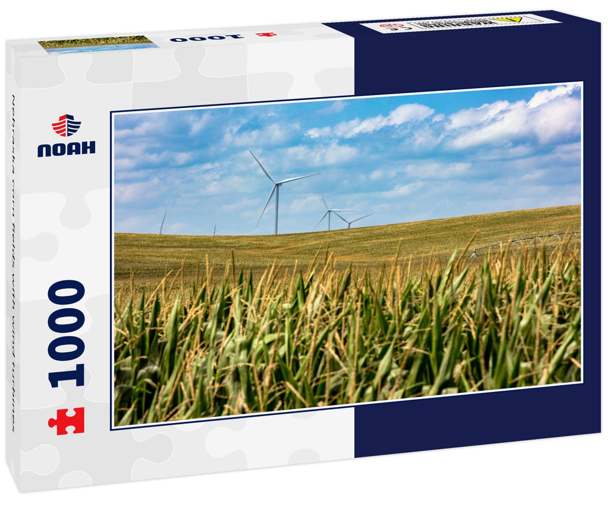 Nebraska corn fields with wind turbines