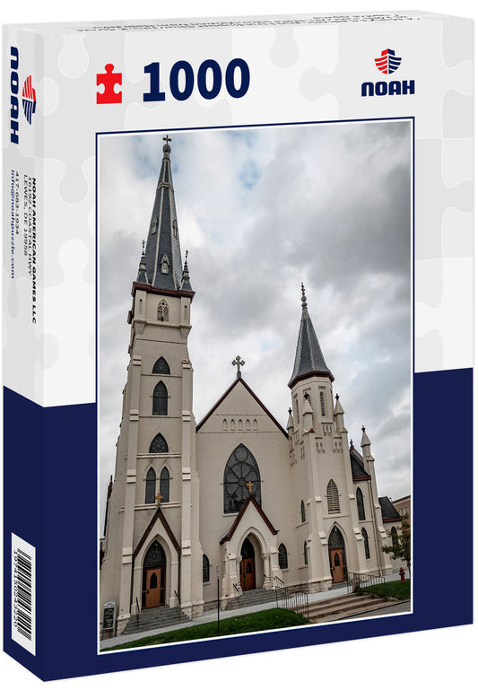 St Mary’s Catholic and First Baptist Churches, K Street at 14th, Lincoln, Nebraska, Viewed from Nebraska Capitol dome