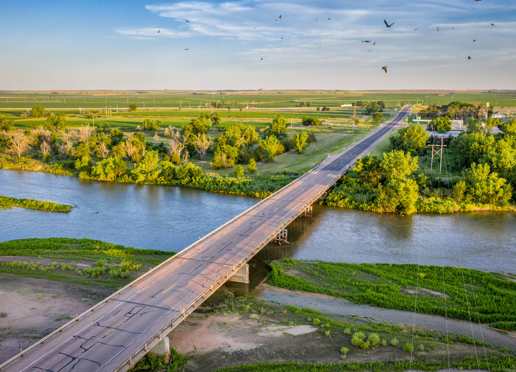 South Platte River aerial view, Nebraska