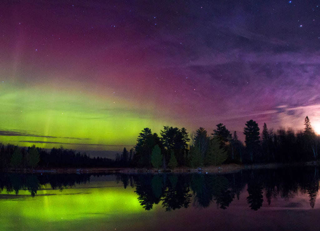Northern Lights over a Lake in Minnesota during Summer