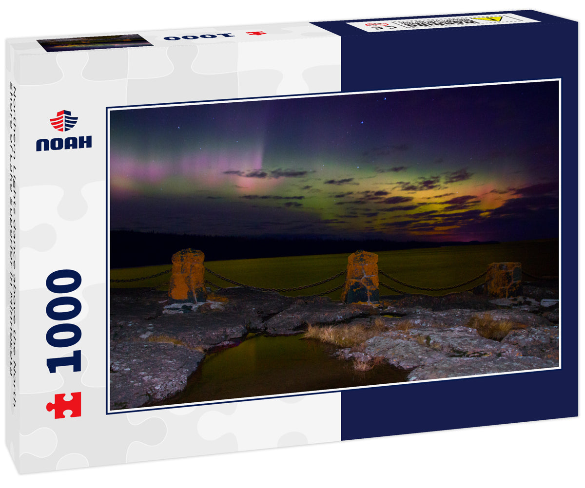 Northern Lights dance above the North Shore of Lake Superior in Minnesota