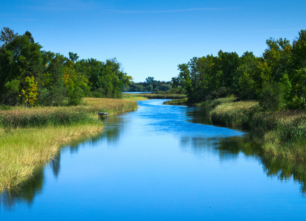 Itasca State Park, Mississippi River flows north toward Bemidji Minnesota