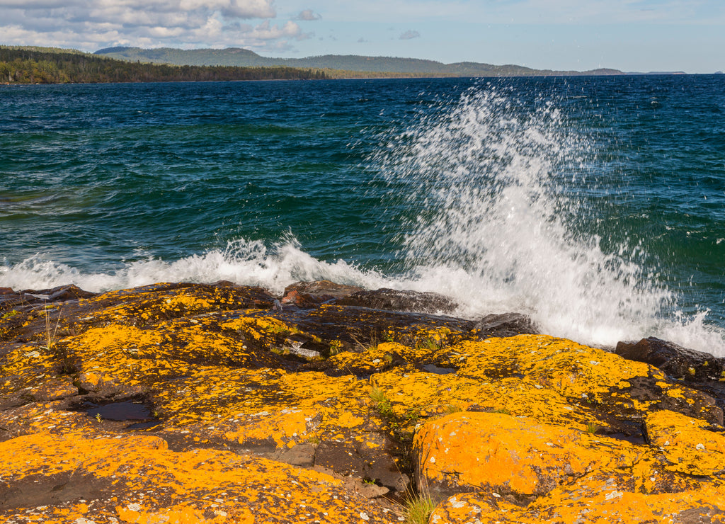 Minnesota, Cook County, waves coming ashore along Lake Superior beach