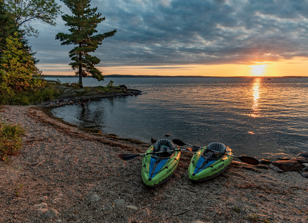 Kayaks in Lake Kabetogama of Voyageurs National Park Minnesota