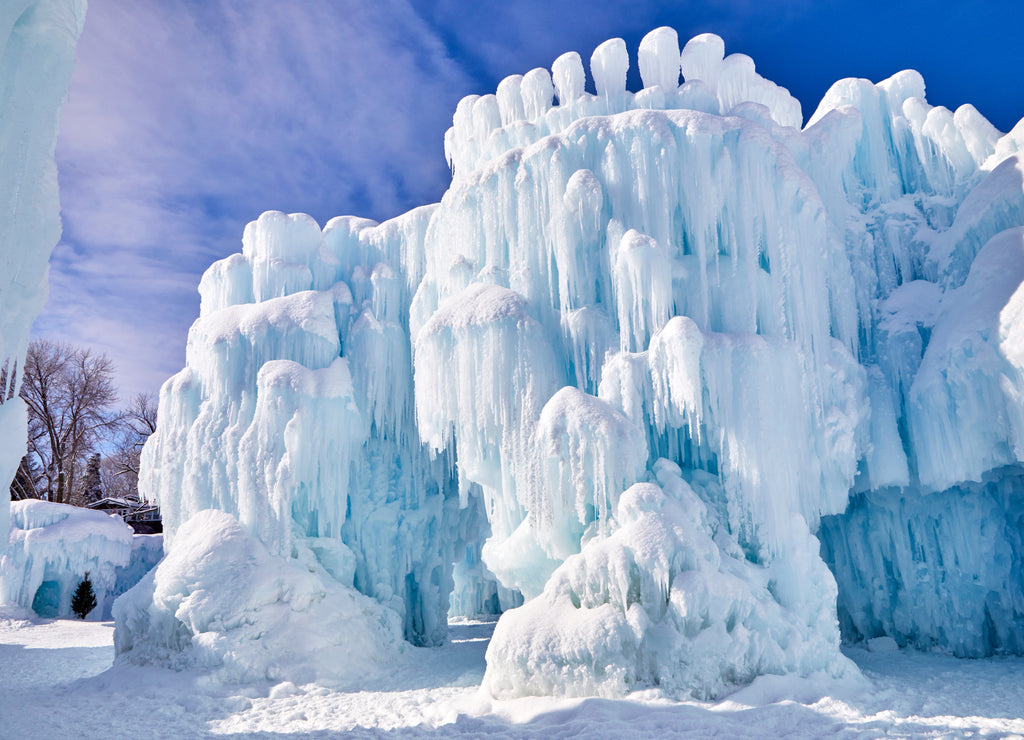 Winter wonderland, ice and snow castle near Minneapolis Minnesota