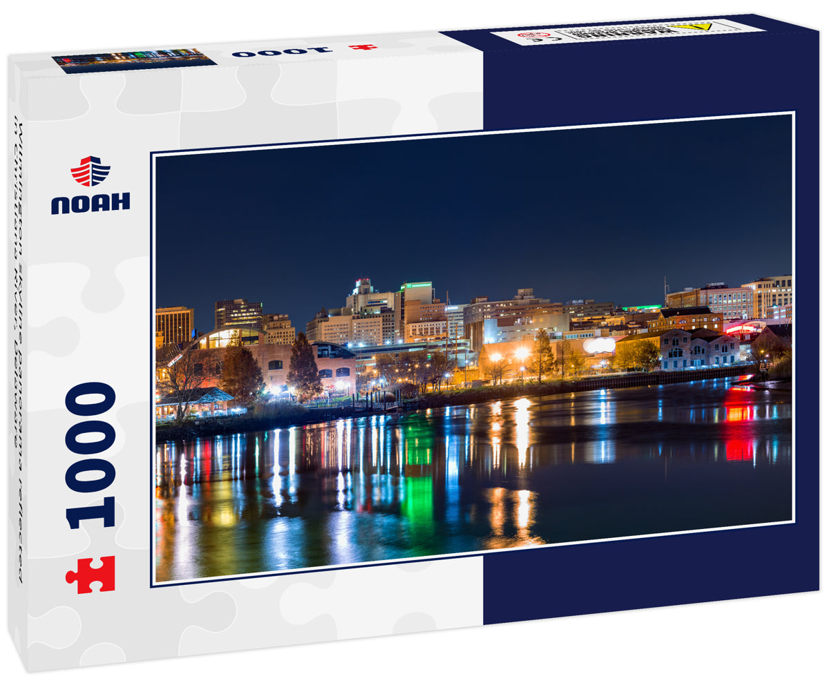 Wilmington skyline panorama reflected in Christiana River, Delaware